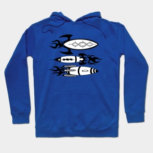 Retro Modern Art Rockets Hoodie